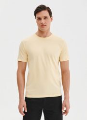 PAKO LORENTE – Bawełniany żółty t-shirt. Żółte t-shirty męskie Pako Lorente, xl, bez wzorów, z bawełny, bez kołnierzyka. Za 49.99 zł.