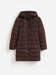 Pikowana kurtka - ciemnobrązowy. Brązowe kurtki damskie Reserved, l, bez wzorów, z tkaniny, bez kaptura. Za 159.99 zł.