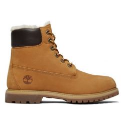 Trapery damskie TIMBERLAND 6 Inch Warm Lined Waterproof Boot. Brązowe śniegowce i trapery damskie Timberland, ze skóry. W wyprzedaży za 919.99 zł.