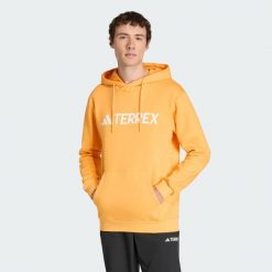 Bluza z kapturem Terrex Multi Large Logo. Brązowe bluzy sportowe męskie Adidas, bez wzorów, z materiału, z kapturem, trekkingowe. Za 299.00 zł.