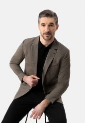 Marynarka w pepitkę JB-ABIS. Brązowe marynarki męskie Volcano, bez wzorów, z dzianiny, casualowe. Za 349.99 zł.