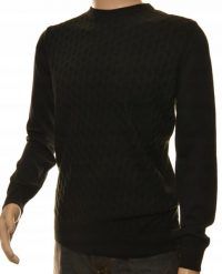 Sweter sweterek męski czarny z kaszmiru i wełny merynosów M 540. Czarne bluzy męskie Leccos, m, bez wzorów, z kaszmiru, bez kaptura. Za 89.99 zł.