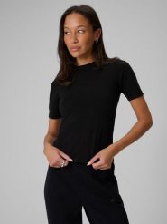 4F T-shirt slim gładki damski - czarny S. Czarne t-shirty damskie 4f, s, bez wzorów, z materiału, bez kołnierzyka. Za 59.99 zł.