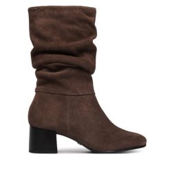 Kozaki Tamaris. Brązowe kozaki damskie Tamaris, bez obcasa, na słupku. Za 499.99 zł.