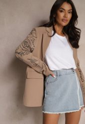 Jasnoniebieskie Bawełniane Jeansowe Spódnico-Spodenki High Waist o Asymetrycznym Kroju Alwiwi. Niebieskie spodenki dla dziewczynek Renee, bez wzorów, z bawełny, eleganckie, z podwyższonym stanem. Za 89.99 zł.