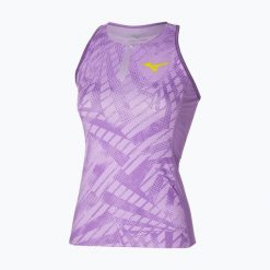 Koszulka tenisowa damska Mizuno Mugen Printed Tank. Fioletowe koszulki sportowe damskie Mizuno, xs, bez wzorów, z elastanu, bez kołnierzyka, bez ramiączek, na fitness i siłownię. Za 83.99 zł.