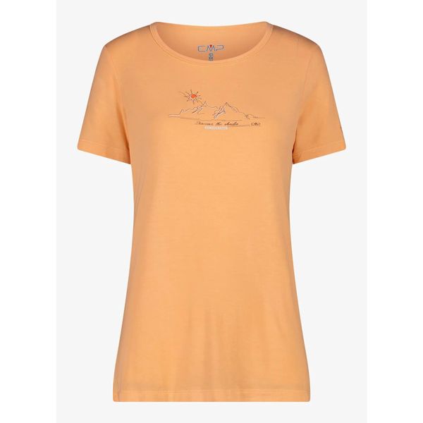 Koszulka z nadrukiem damska CMP Soraka T-Shirt. Brązowe koszulki sportowe damskie CMP, bez wzorów, bez kołnierzyka, bez ramiączek. Za 140.99 zł.