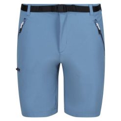 Spodenki turystyczne Regatta Xert III. Niebieskie krótkie spodenki sportowe męskie Regatta, s, bez wzorów, trekkingowe. W wyprzedaży za 263.00 zł.