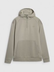 4F Bluza treningowa regular szybkoschnąca męska - khaki XL. Brązowe bluzy męskie 4f, m, bez wzorów, z dzianiny, z kapturem, do biegania. W wyprzedaży za 159.99 zł.
