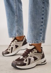 Brązowe Sneakersy Siateczkowe na Piankowej Podeszwie z Ozdobnymi Przeszyciami Faria. Brązowe obuwie sportowe damskie Born2be, bez wzorów, z dzianiny. Za 139.99 zł.