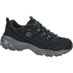 Buty Skechers D'Lites, Kobiety. Czarne obuwie sportowe damskie Skechers, bez wzorów, z nubiku, trekkingowe, Skechers Sport. Za 390.00 zł.