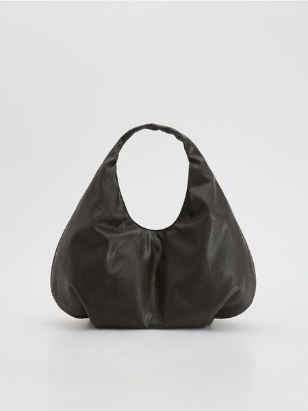 Duża torebka hobo - ciemnobrązowy. Brązowe torebki do ręki damskie Reserved, bez wzorów, ze skóry, duże, bez dodatków. Za 159.99 zł.