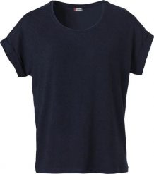 Clique T-shirt damski Katy z mieszanki wiskozy, luźny krój – dark navy. Niebieskie t-shirty damskie CLIQUE, xl, bez wzorów, z elastanu, bez kołnierzyka. Za 124.47 zł.