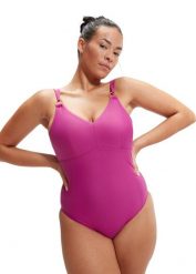 SPEEDO Damski modelujący kostium kąpielowy na ramiączkach Wineberry UK 44. Czerwone kostiumy jednoczęściowe damskie Speedo, bez wzorów, z elastanu, eleganckie, do pływania. Za 290.85 zł.