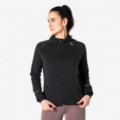 Bluza do biegania damska Kiprun Run 500 Warm ocieplana. Zielone bluzy damskie KIPRUN, na zimę, xl, bez wzorów, z materiału, bez kaptura. Za 119.99 zł.