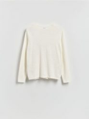 Bawełniany sweter - złamana biel. Swetry przez głowę męskie Reserved, l, bez wzorów, z bawełny, bez kołnierzyka. Za 99.99 zł.