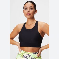 Biustonosz dla kobiet Fabletics No-Bounce. Czarne biustonosze FABLETICS, bez wzorów, z elastanu. Za 297.55 zł.