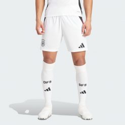 Szorty Germany 24 Home. Białe krótkie spodenki sportowe męskie Adidas, xl, bez wzorów, z materiału, do piłki nożnej. W wyprzedaży za 180.45 zł.