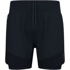 Spodenki męskie Odlo X-ALP TRAIL 6 INCH 2-in-1 short. Czarne krótkie spodenki sportowe męskie Odlo, m, bez wzorów, trekkingowe. Za 399.99 zł.