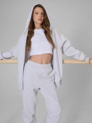 4F Bluza dresowa regular z kapturem damska - szara S. Szare kardigany damskie 4f, s, bez wzorów, z dresówki. Za 179.99 zł.