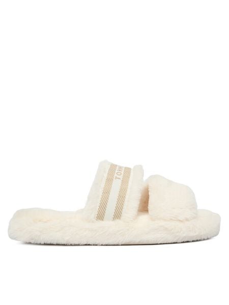 Tommy Hilfiger Kapcie Hilfiger Fur Slipper FW0FW08854 Biały. Białe kapcie damskie Tommy Hilfiger, bez wzorów, z materiału. Za 199.99 zł.