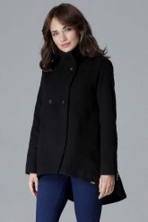 Czarna Asymetryczna Kurtka na Guziki z Ozdobnymi Suwakami. Czarne kurtki damskie Katrus, l, bez wzorów, z materiału, bez kaptura. Za 369.00 zł.