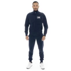 Bluza z bawełna z zamek błyskawiczny na co dzień. Niebieskie bluzy męskie LEONE 1947 APPAREL, bez wzorów, z bawełny, bez kaptura, na fitness i siłownię. W wyprzedaży za 218.92 zł.