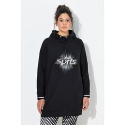 Damskie Długa bluza z kapturem oversize kaptur długi rękaw. Czarne bluzy damskie Ulla Popken, plus size, bez wzorów, z bawełny, z kapturem. Za 239.99 zł.