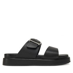 Klapki Barbour. Czarne klapki damskie Barbour, bez wzorów, bez obcasa. Za 659.99 zł.