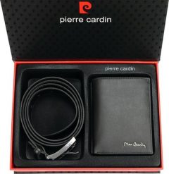 Pierre Cardin PIERRE CARDIN Zestaw prezentowy Męski Portfel + Pasek ZG-105 130 Czarny. Czarne paski damskie Pierre Cardin, bez wzorów. Za 219.00 zł.