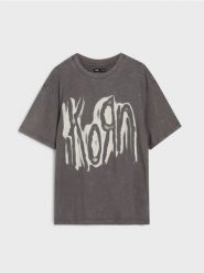 Koszulka z nadrukiem Korn - szary. Szare t-shirty damskie Sinsay, l, bez wzorów, bez kołnierzyka. Za 45.99 zł.