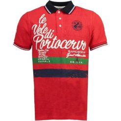 Koszulka polo męska Geographical Norway Kingsley. Czerwone koszulki polo męskie Geographical Norway, m, bez wzorów, z bawełny, bez ramiączek. Za 144.00 zł.