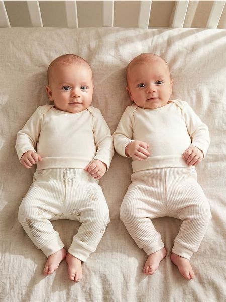 Bawełniane prążkowane spodnie 2 pack - kremowy. Białe spodenki niemowlęce Sinsay, bez wzorów, z bawełny. Za 19.99 zł.