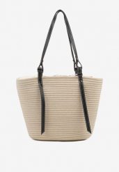 Beżowa Szydełkowa Torebka Typu Shopper z Bawełny Mevonna. Brązowe torebki shopper damskie Renee, bez wzorów, z bawełny, eleganckie, bez dodatków. Za 74.99 zł.