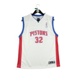 Second life - Męska koszulka NBA Detroit Pistons - Stan bardzo dobry. Białe koszulki sportowe męskie Reebok, m, bez wzorów, bez kołnierzyka, bez ramiączek, do koszykówki. Za 149.06 zł.