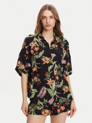 Roxy Koszula Beach Nostalgia ERJWT03680 Czarny Relaxed Fit. Czarne bluzki damskie Roxy, s, bez wzorów, z bawełny, bez kołnierzyka, bez ramiączek. Za 199.99 zł.