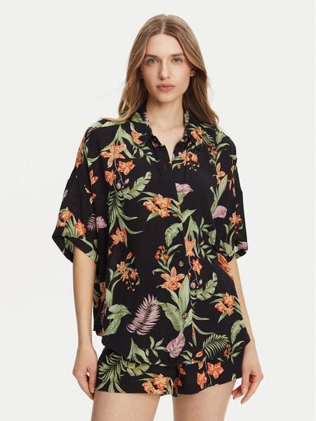 Roxy Koszula Beach Nostalgia ERJWT03680 Czarny Relaxed Fit. Czarne bluzki damskie Roxy, s, bez wzorów, z bawełny, bez kołnierzyka, bez ramiączek. Za 112.99 zł.