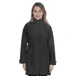 Kurtka Damska Rainy Day Wodoodporna. Czarne kurtki damskie Trespass, l, bez wzorów, z bawełny, z kapturem. Za 325.99 zł.