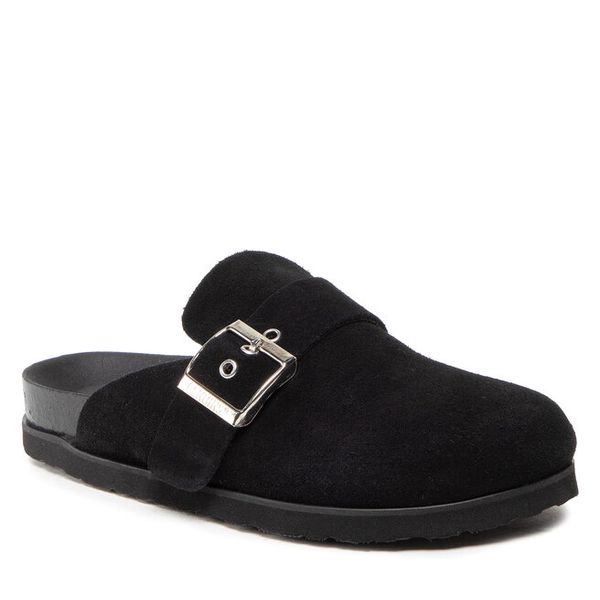 Klapki Genuins. Czarne klapki damskie Genuins, bez wzorów, bez obcasa. Za 209.99 zł.