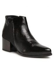 Lasocki Botki 70814-01 Czarny. Czarne botki damskie Lasocki, z lakierowanej skóry, bez obcasa, na słupku, bez zapięcia. Za 134.99 zł.