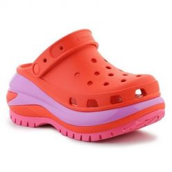 Buty do chodzenia damskie Crocs Mega Crush Clog Lava. Czerwone sandały damskie Crocs, bez wzorów, z materiału, bez obcasa, bez zapięcia. Za 471.00 zł.