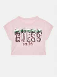 Guess T-Shirt J5RI10 K8HM4 Różowy Regular Fit. Czerwone t-shirty i topy dla dziewczynek Guess, z aplikacjami, z bawełny, bez ramiączek. Za 69.99 zł.