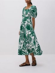 Sukienka maxi - zielony. Zielone sukienki damskie Reserved, l, bez wzorów, z bawełny, bez kołnierzyka, bez ramiączek, maxi. W wyprzedaży za 89.99 zł.