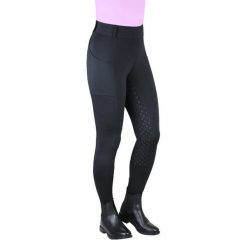 Dziewczęce legginsy jeździeckie z pełną przyczepnością York Nova. Czarne legginsy dla dziewczynek YORK, bez wzorów, z elastanu. Za 354.50 zł.