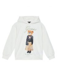 Guess Bluza J5BQ26 KAD74 Biały Oversize. Białe bluzy dla dziewczynek Guess, z aplikacjami, z bawełny, bez ramiączek, bez kaptura. Za 159.99 zł.