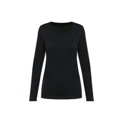Damska koszulka z długim rękawem suprima v-neck Kariban Premium. Czarne t-shirty damskie KARIBAN, m, bez wzorów, z bawełny, bez kołnierzyka. Za 94.00 zł.