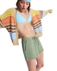 Szorty z elastycznym pasem dla Kobiety SURF STOKED Zielony. Zielone szorty sportowe damskie Roxy, m, bez wzorów, z bawełny, na fitness i siłownię. Za 149.99 zł.