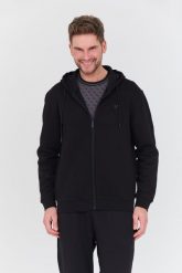 GUESS Czarna bluza rozpinana Aldwin Zip. Czarne bluzy męskie Guess, l, z aplikacjami, bez kaptura. W wyprzedaży za 284.99 zł.