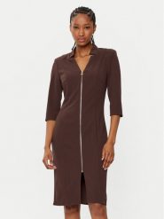 Rinascimento Sukienka koktajlowa CFC0121893003 Brązowy Slim Fit. Brązowe sukienki damskie Rinascimento, m, bez wzorów, z syntetyku, wizytowe, bez kołnierzyka, bez ramiączek. W wyprzedaży za 309.99 zł.