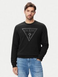 Guess Bluza M6YQ37 K4103 Czarny Slim Fit. Czarne bluzy męskie Guess, m, z aplikacjami, z bawełny, bez kaptura. Za 344.99 zł.